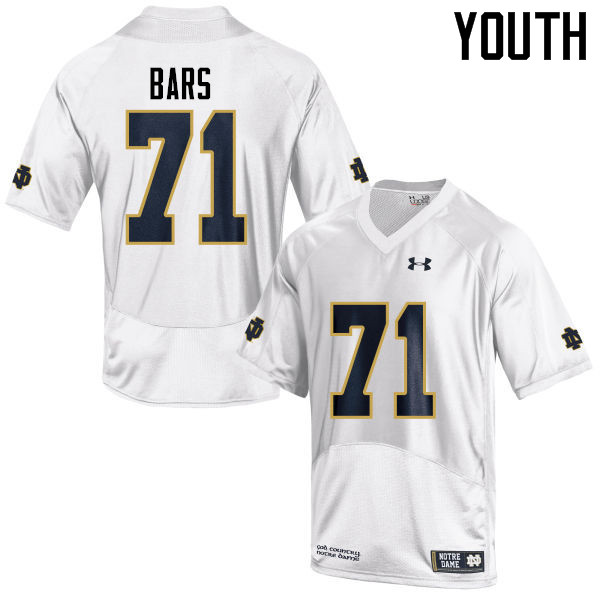 Youth #71 Alex Bars Notre Dame Fighting Irish College Football Jerseys-White